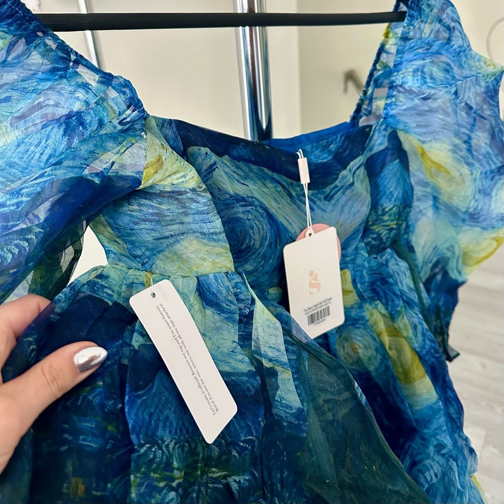 Selkie The Starry Night Silk Puff Dress Small NWT - Picture 14 of 16